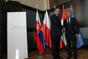 Premiér Petr Nečas vítá polského premiéra Donalda Tuska na summitu zemí V4 v Praze 22. června 2012