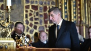 Předseda vlády Andrej Babiš se zúčastnil slavnostního otevření Korunní komory v Katedrále sv. Víta, Václava a Vojtěcha, 15. ledna 2018.